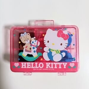Vintage 80s Sanrio Hello Kitty Mini Suitcase Rubber Stamp Set Made in Japan 1987